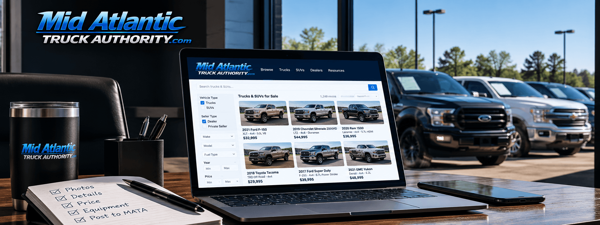 Dealer workspace managing online truck and SUV inventory