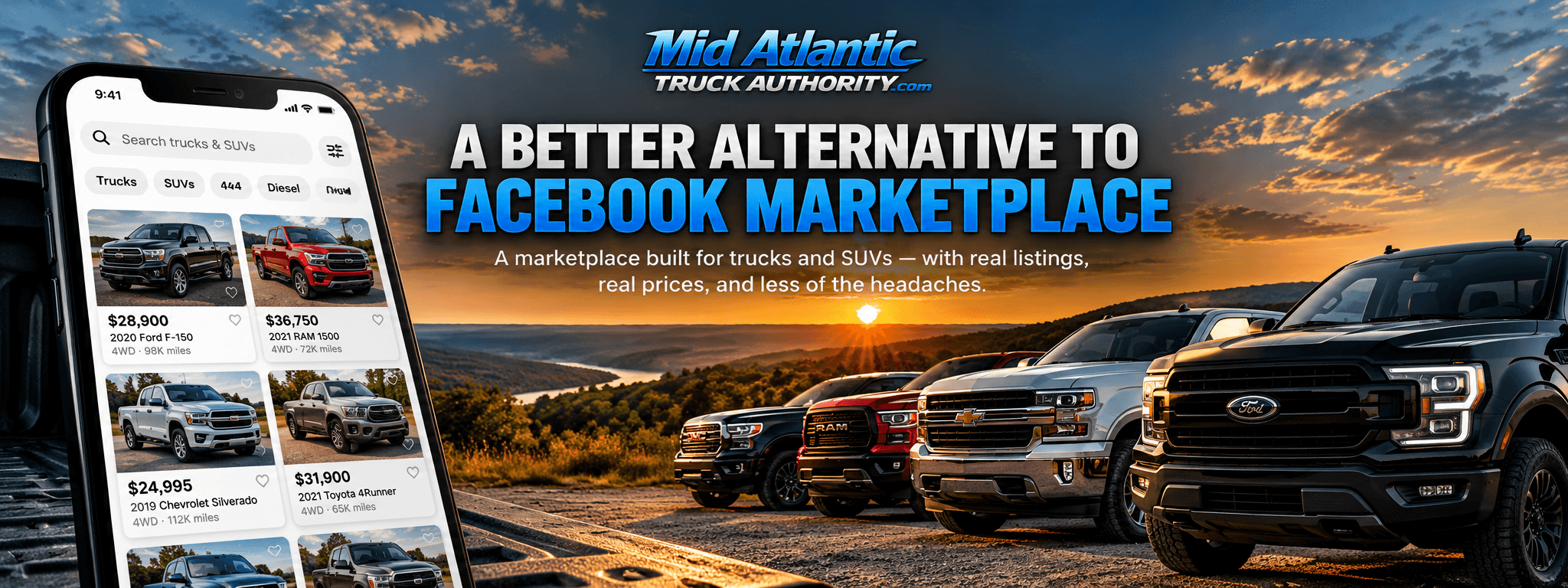 Truck and SUV marketplace representing an alternative to general online marketplaces